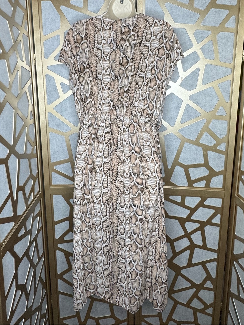 Kona Sol Snakeskin Print Tie-Front Boho Midi Duster Cover-Up - Picture 3 of 7